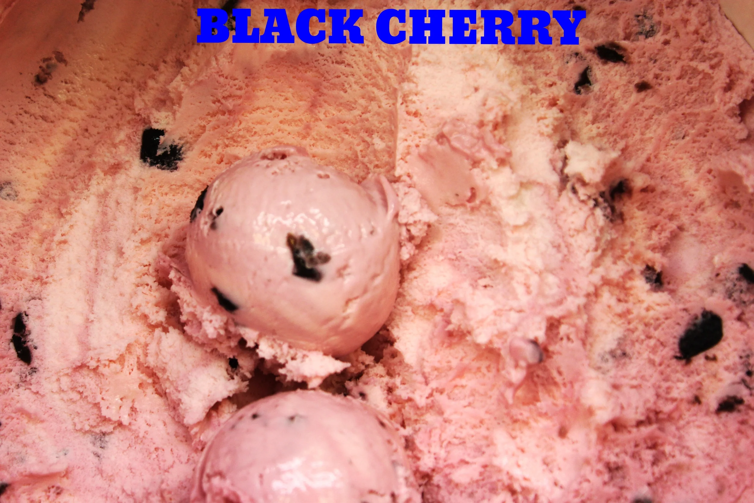   Black cherry ice cream with bing cherries.  