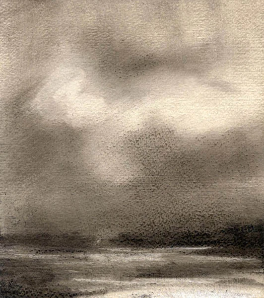 Night Marsh 5.5" X 6" Oil and charcoal on paper (sold)