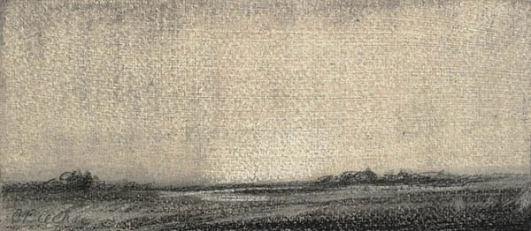 Salt Marsh 4.5" X 8.5" Oil and charcoal on paper (sold)