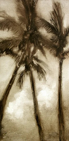 Palm Fronds Oil on paper 27"X 17" (available)