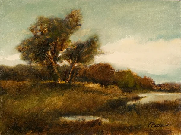 Willow Oak Oil on Linen 9"x 12" (sold)