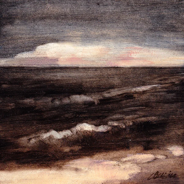 Late Evening Shoreline Oil on panel 6"x 6" (available)