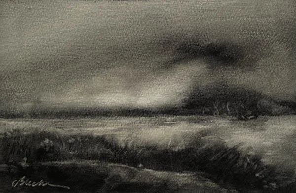 Edge of Lake Silver Oil on paper 6"X 9.5"