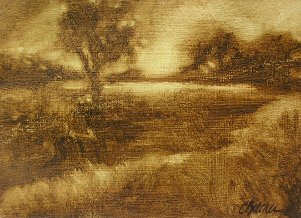 A Far Way Off Oil on Paper 6"x9'