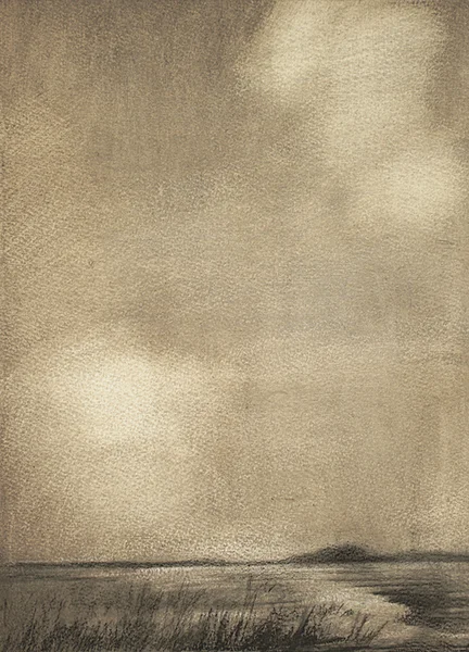 High Clouds over Wetlands Oil and charcoal on paper 14"x 18"