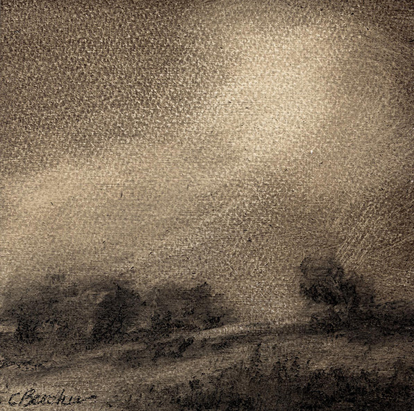 Redwing Meadow Oil and charcoal on paper 6"X 6"