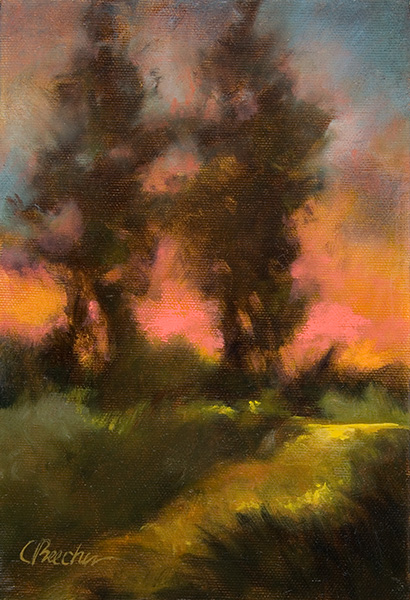 Salmon Sky Oil on linen 9'X 6"
