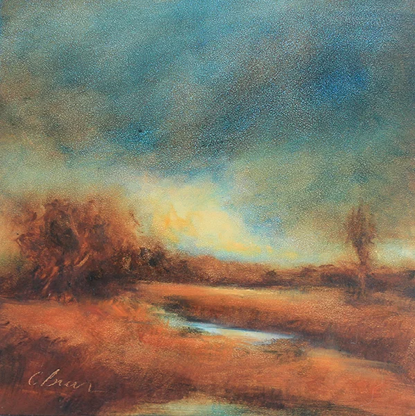 Old Farm Meadow Oil on panel 6"x 6" SOLD