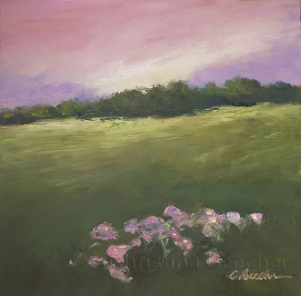 Farm Meadow Oil on cradled panel 8"x8" SOLD