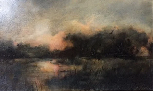 Salmon Light Dusk Oil on Panel 7" x 12" (Sold)
