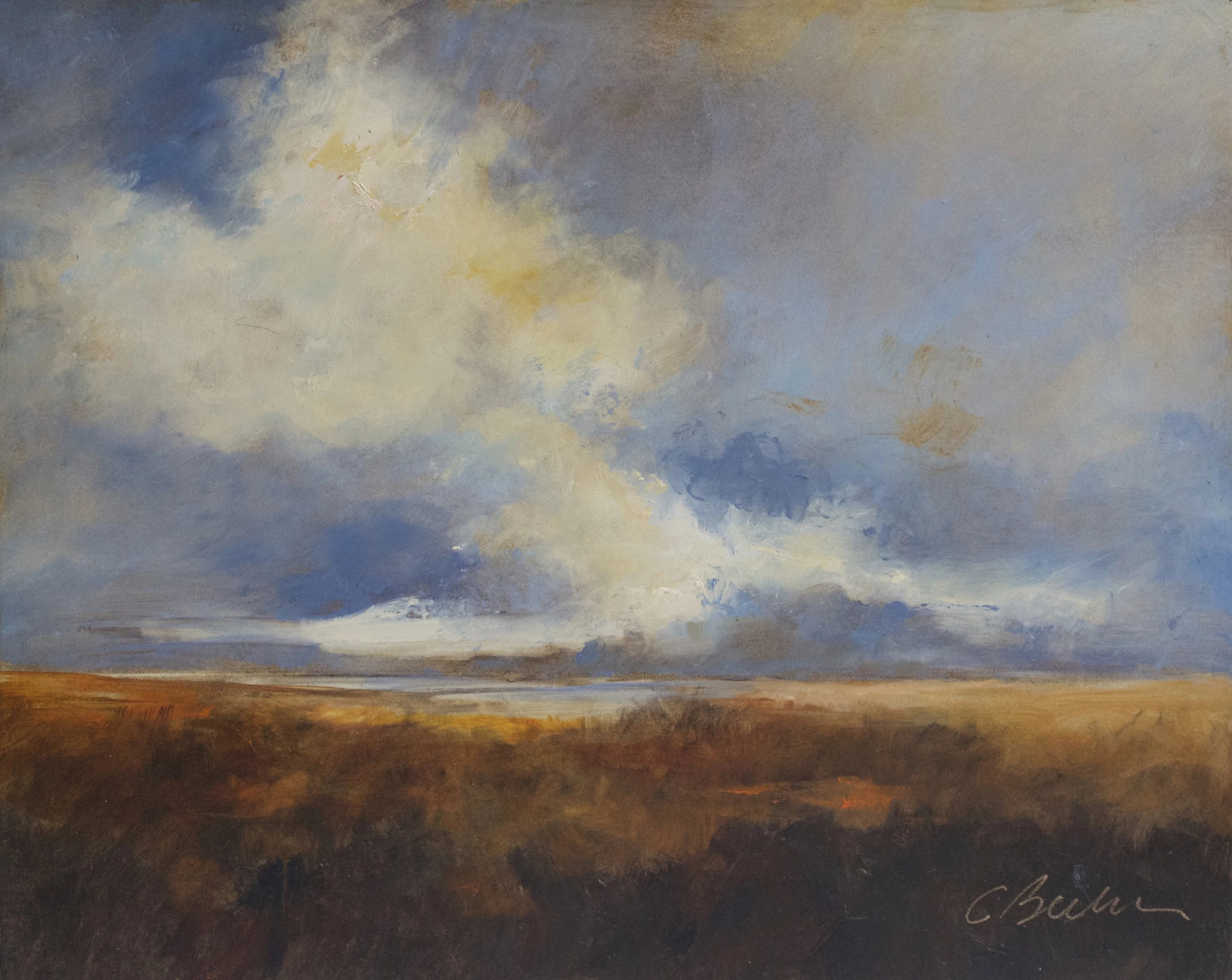 Summer Clouds over Golden Field Oil on cradled panel 8" X 10"SOLD