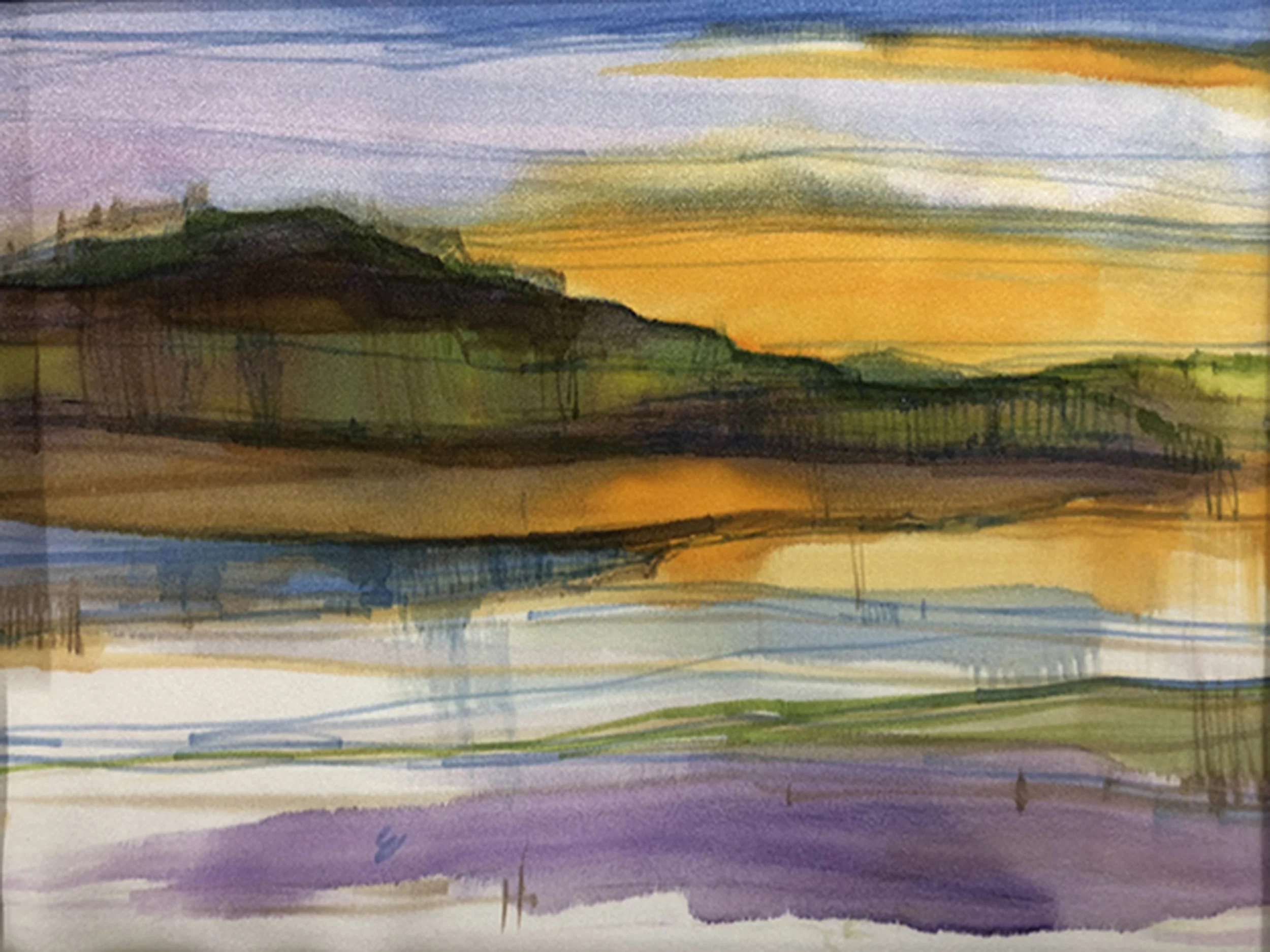 Golden Bay. Ink & pen on silk.