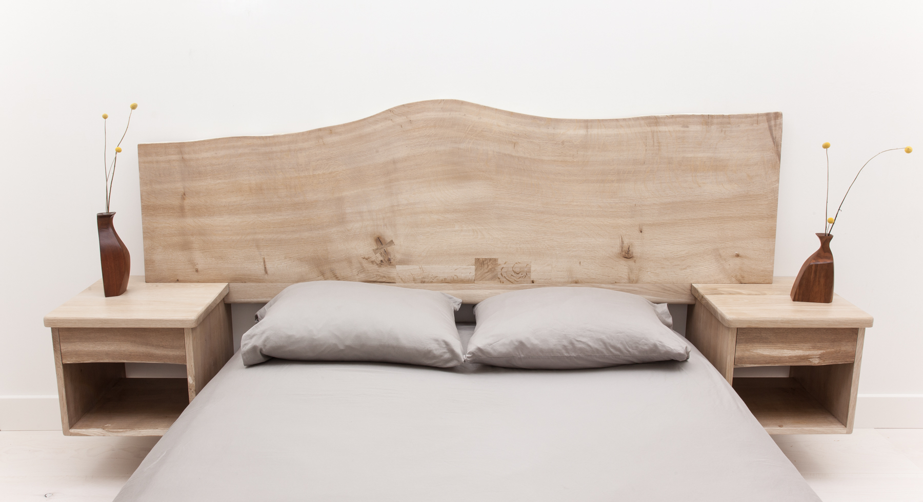Floating Headboard with Floating Side Tables