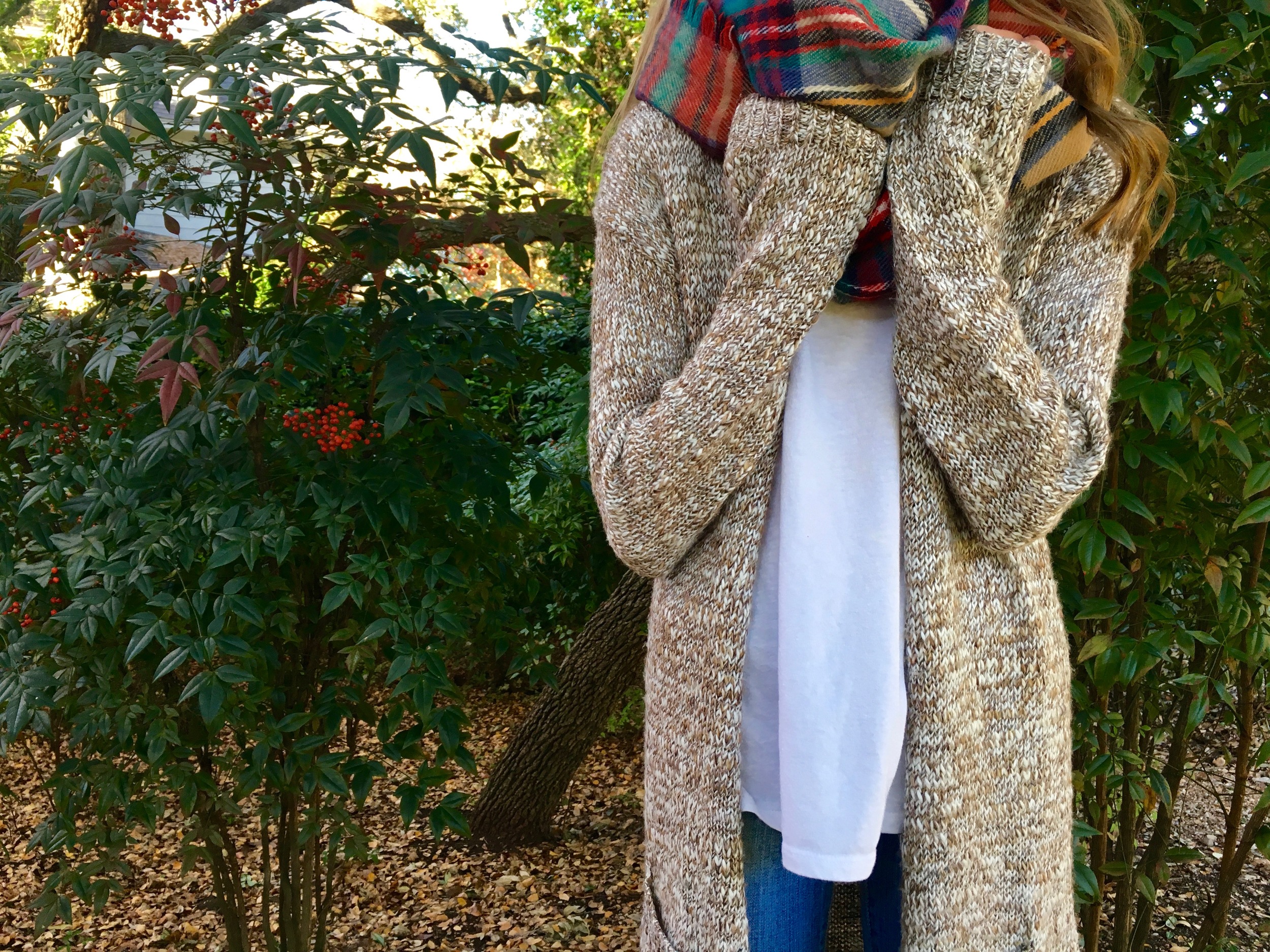 Scarf: Target, Sweater: Target, Shirt: Old Navy, Jeans: Joes Jeans, Shoes: Nordstrom Rack