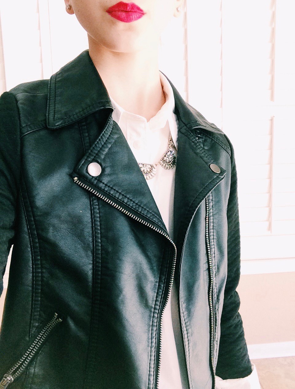 Shirt: Madewell, Leather Jacket: Target, Necklace: J. Crew