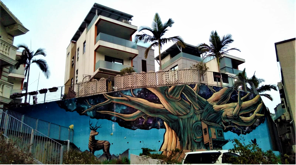 Treehouse mural, inspired by the camphor trees?  