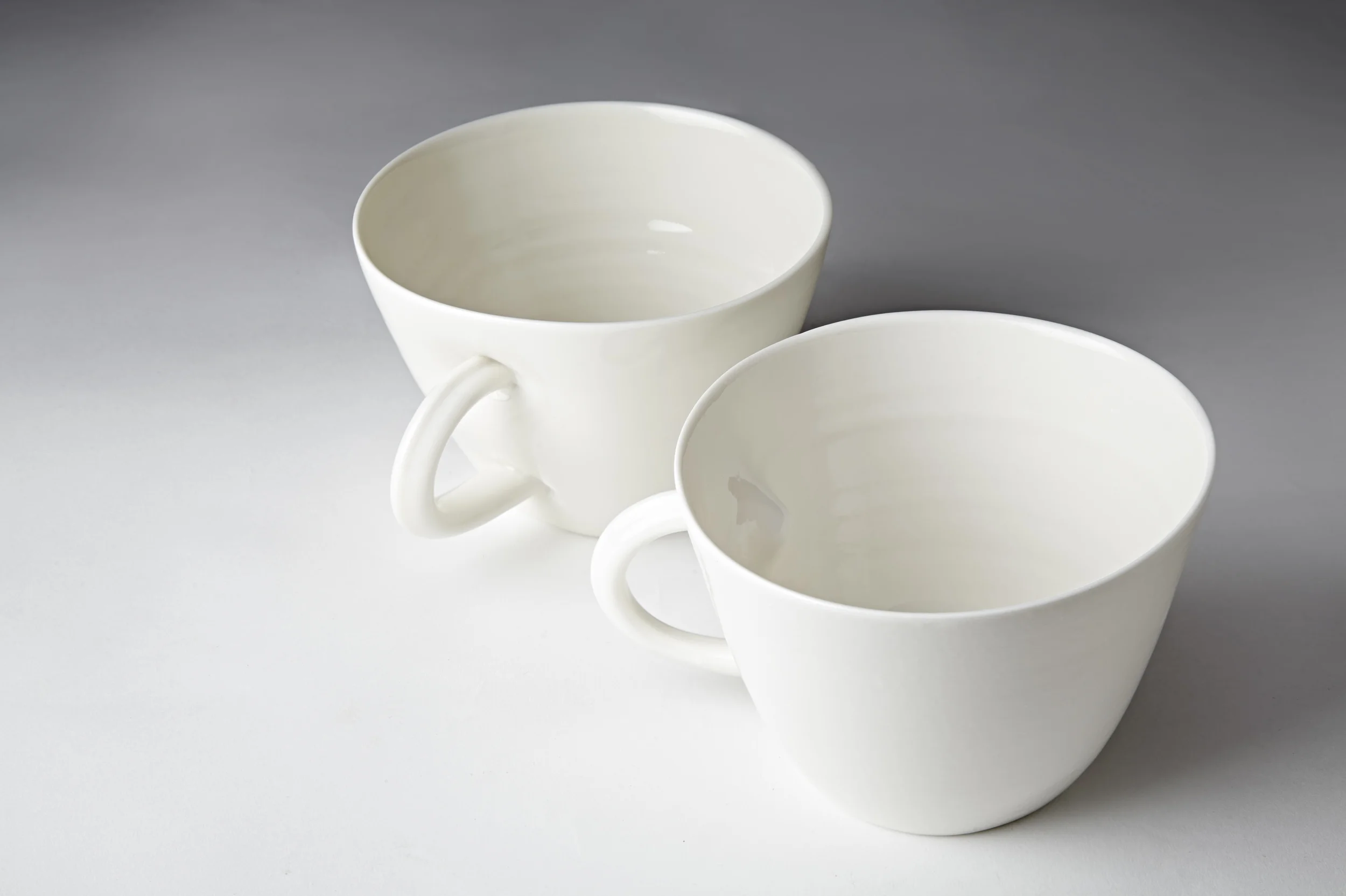 Handmade Ceramic Cup With Handle Porcelain White Jo Davies Handmade Ceramic Cup With Handle Porcelain White Jo Davies