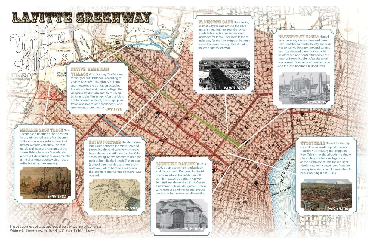 Urban Ghosts of Lafitte Greenway Map