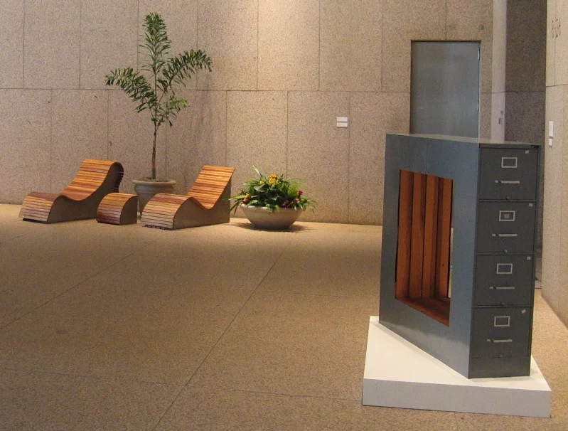  installation view featuring "Steelcase" and "Town &amp; Country" 