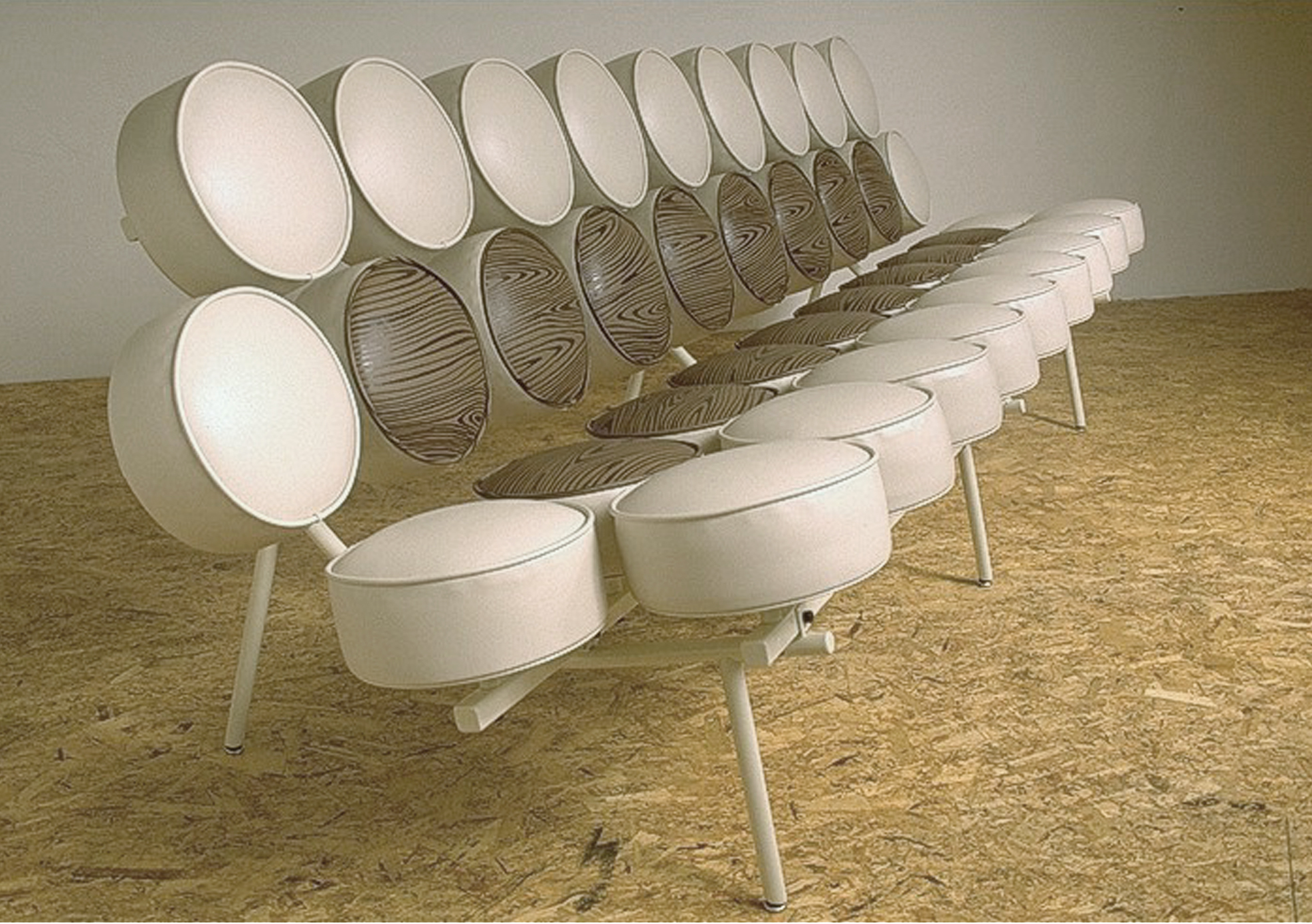 Double Wide Sofa - 2001 - metal, wood, silk screened vinyl, 8'10"x36"x32 (edition of 3)