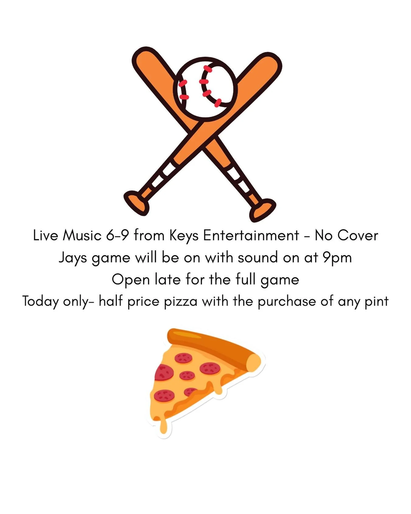 🚨WE WILL BE OPEN LATE FOR THE FULL BALL GAME TODAY (and tomorrow)
@keys.entertainment playing 6-9pm NO COVER
Game will be on with sound on starting at 9pm