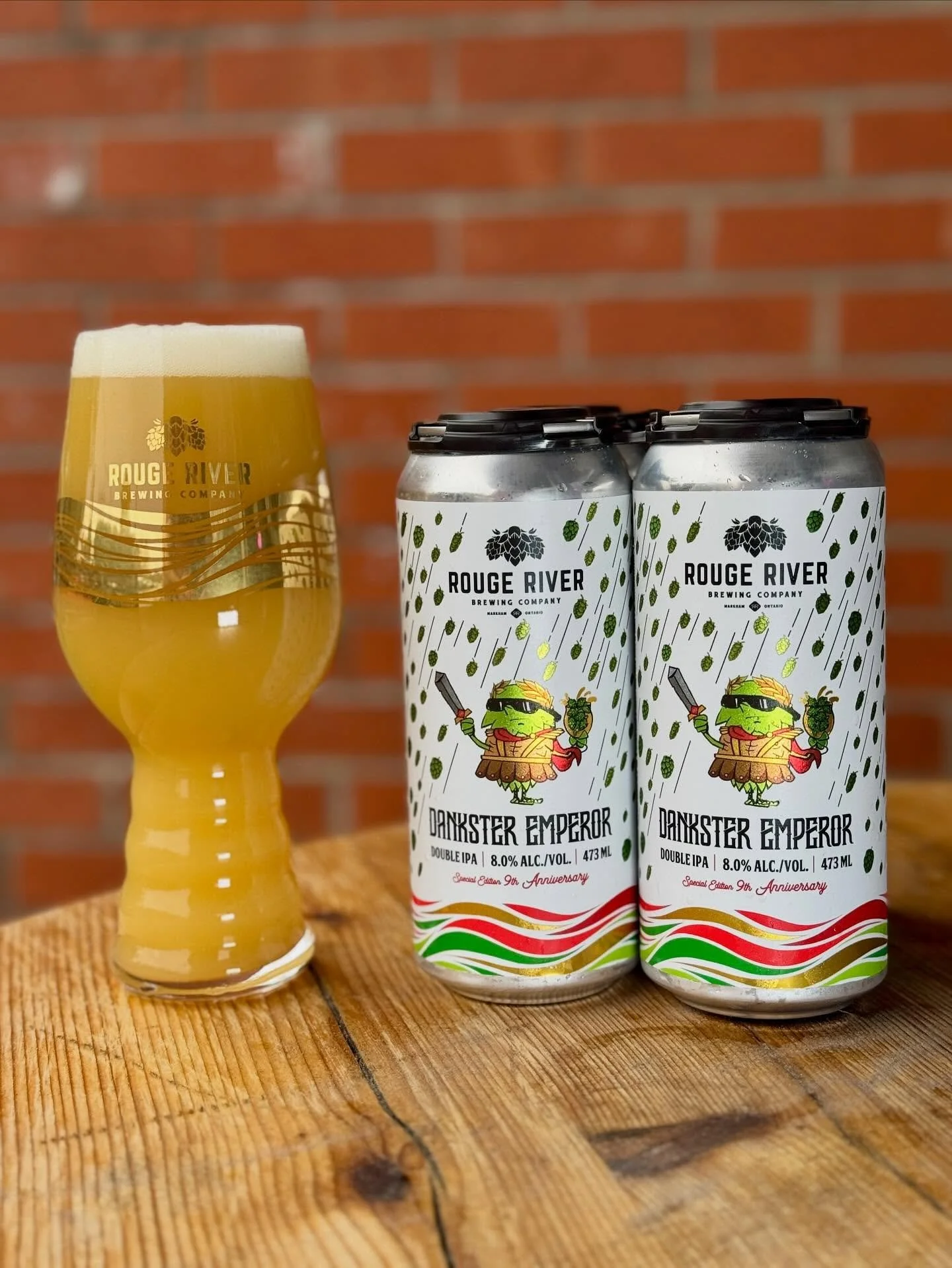 🥳 A late anniversary release! Our little hop guy is back! This time in the form of a Roman Emperor!

Dankster Emperor was brewed (a little late) to celebrate our 9th anniversary. This hazy double IPA is hopped with Citra, Simcoe, Citra Hyperboost, S