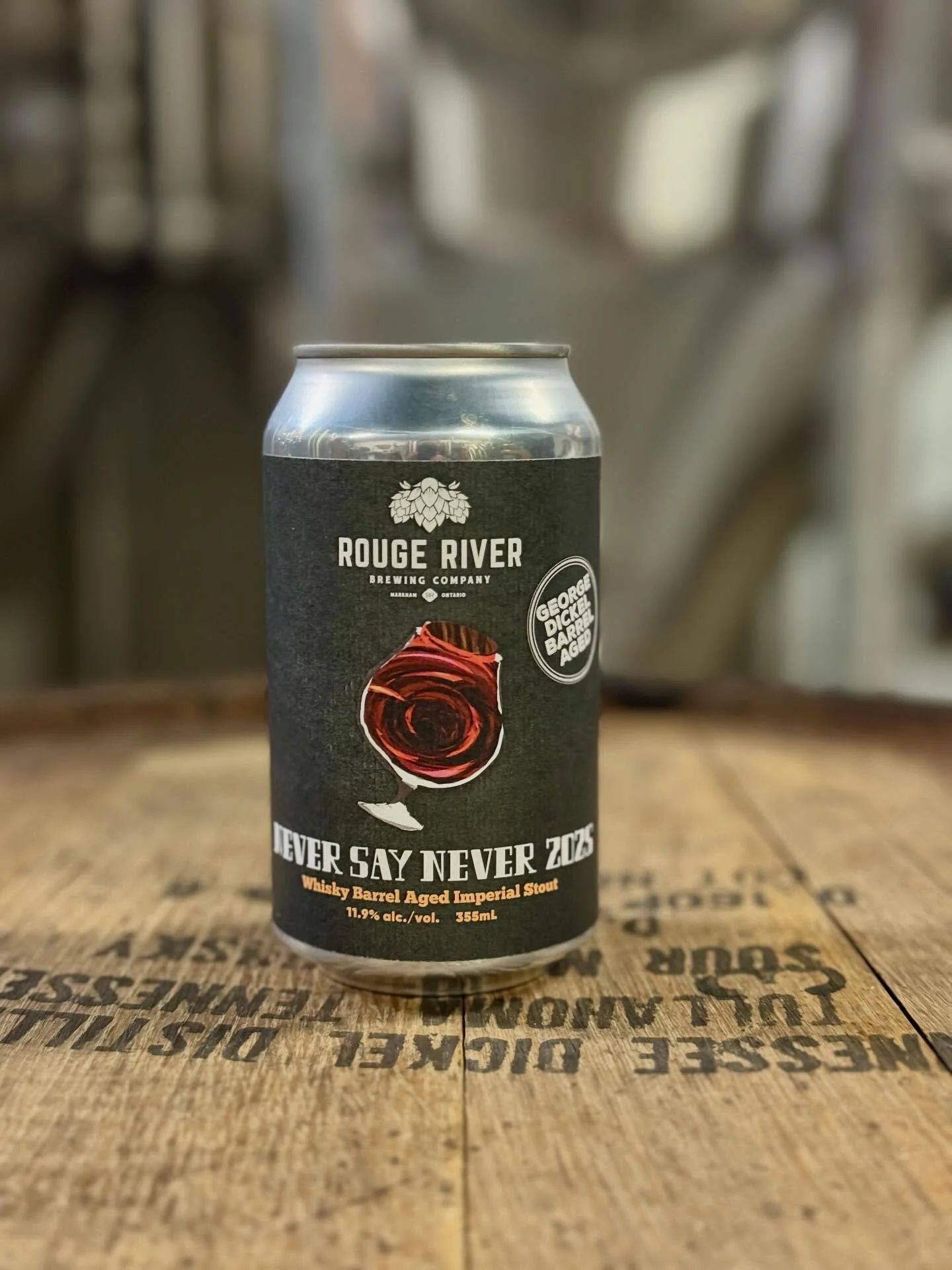 Never Say Never 2025 has finally arrived!

Our longest time ever spent in a whisky barrel, Never Say Never spent 20 months in a George Dickel Tennessee Whisky barrel before being packaged. This extra time gives the beer time to absorb additional wood