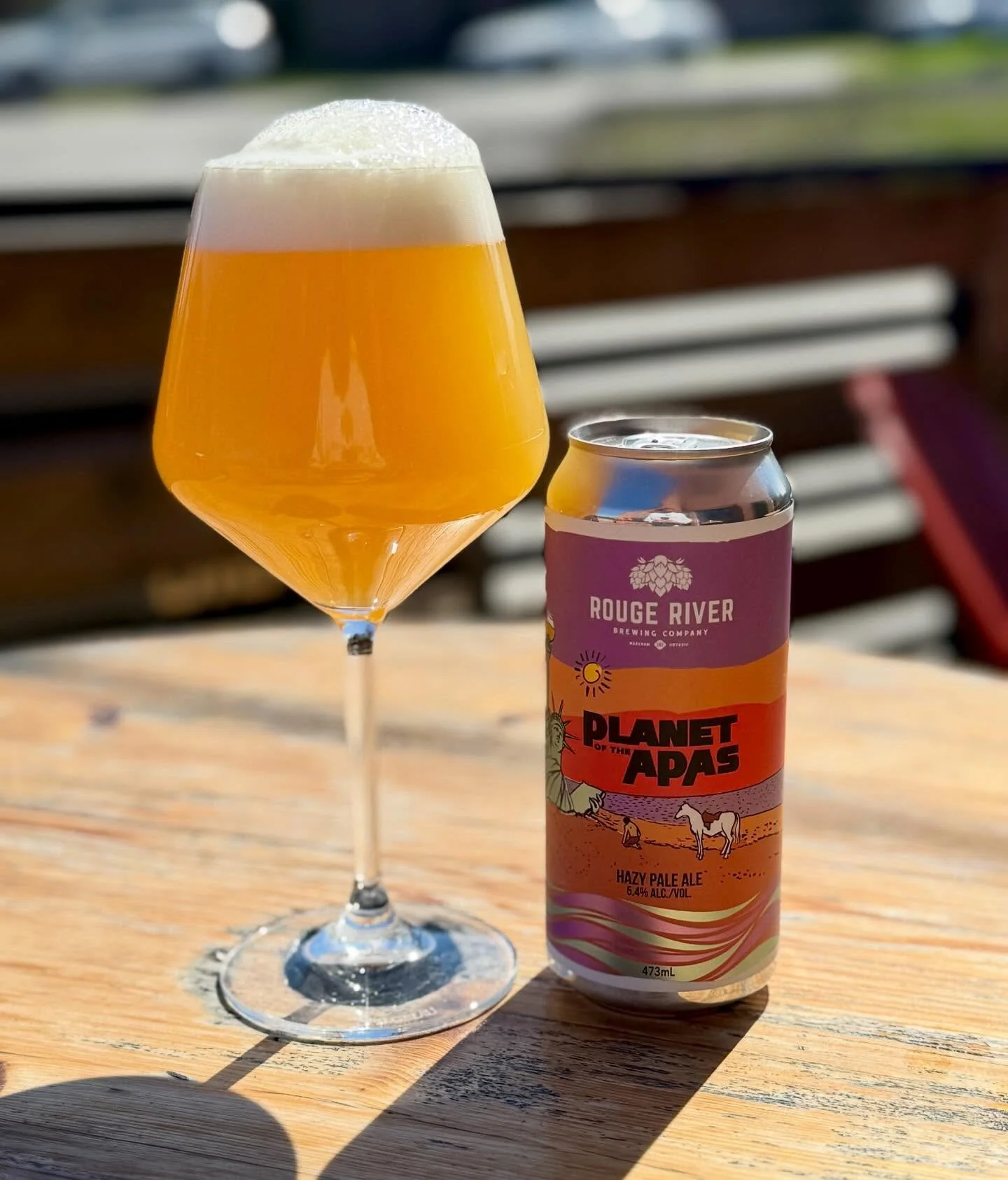 🦍🌎 Planet of the APAs is back! Welcome to our planet, where american pale ales are king. 

Our latest batch is hopped with Citra and NZ Peacharine for notes of white grapefruit, juicy peach, and cantaloupe. First brewed in late 2016, with different