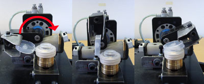 GoToob cap hinge fatigue testing: We test the hinges on our caps through thousands of cycles. It's just one example of our obsession with product quality and customer satisfaction.