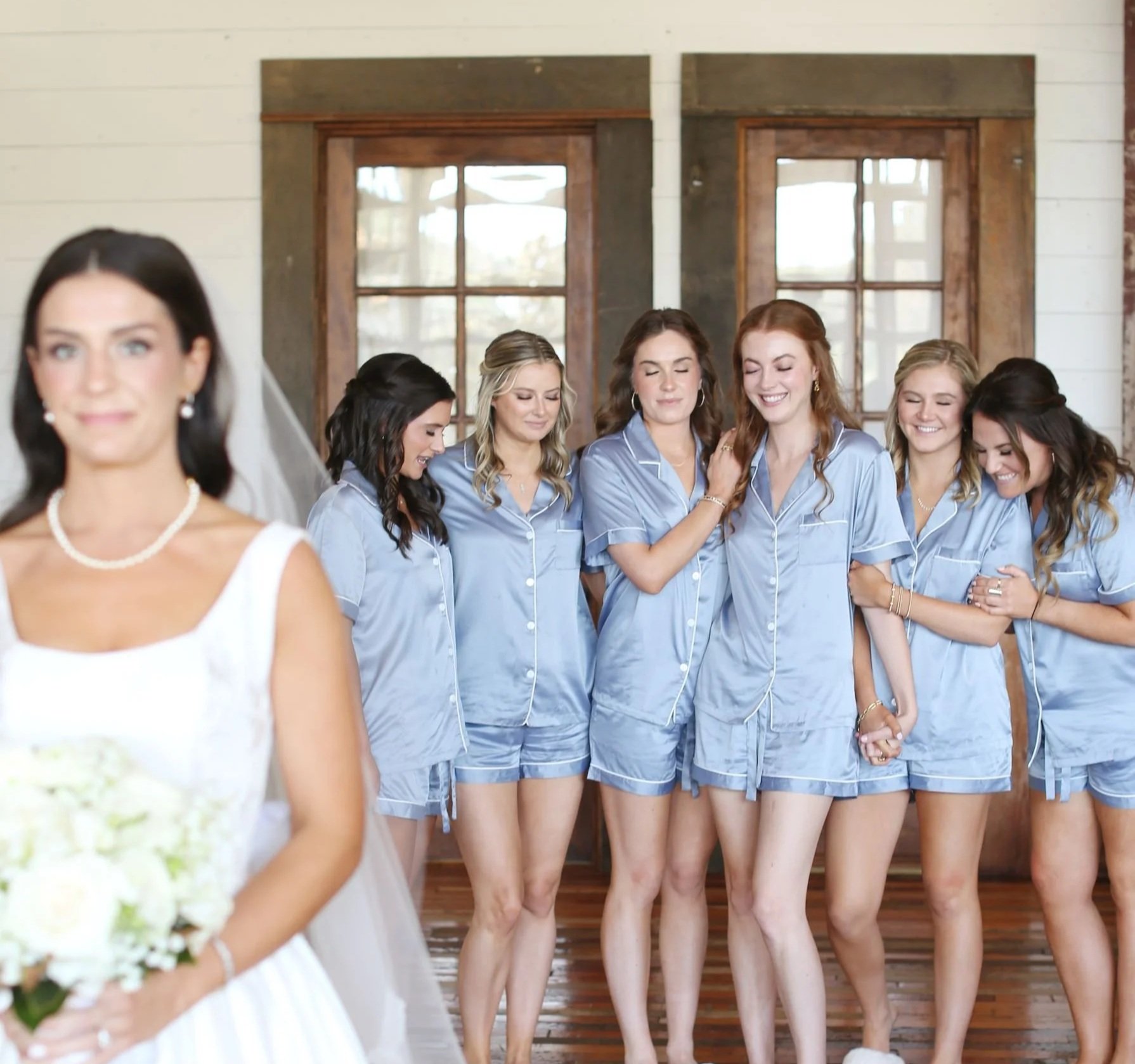 first look with bride and bridesmaids at The Jefferson Oxford