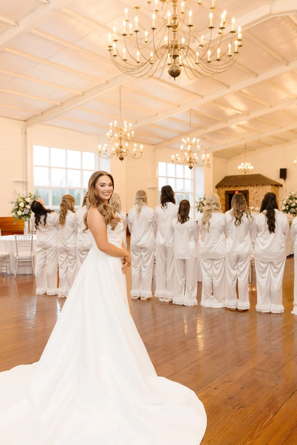 first look bridesmaids grand hall at the jefferson oxford MS