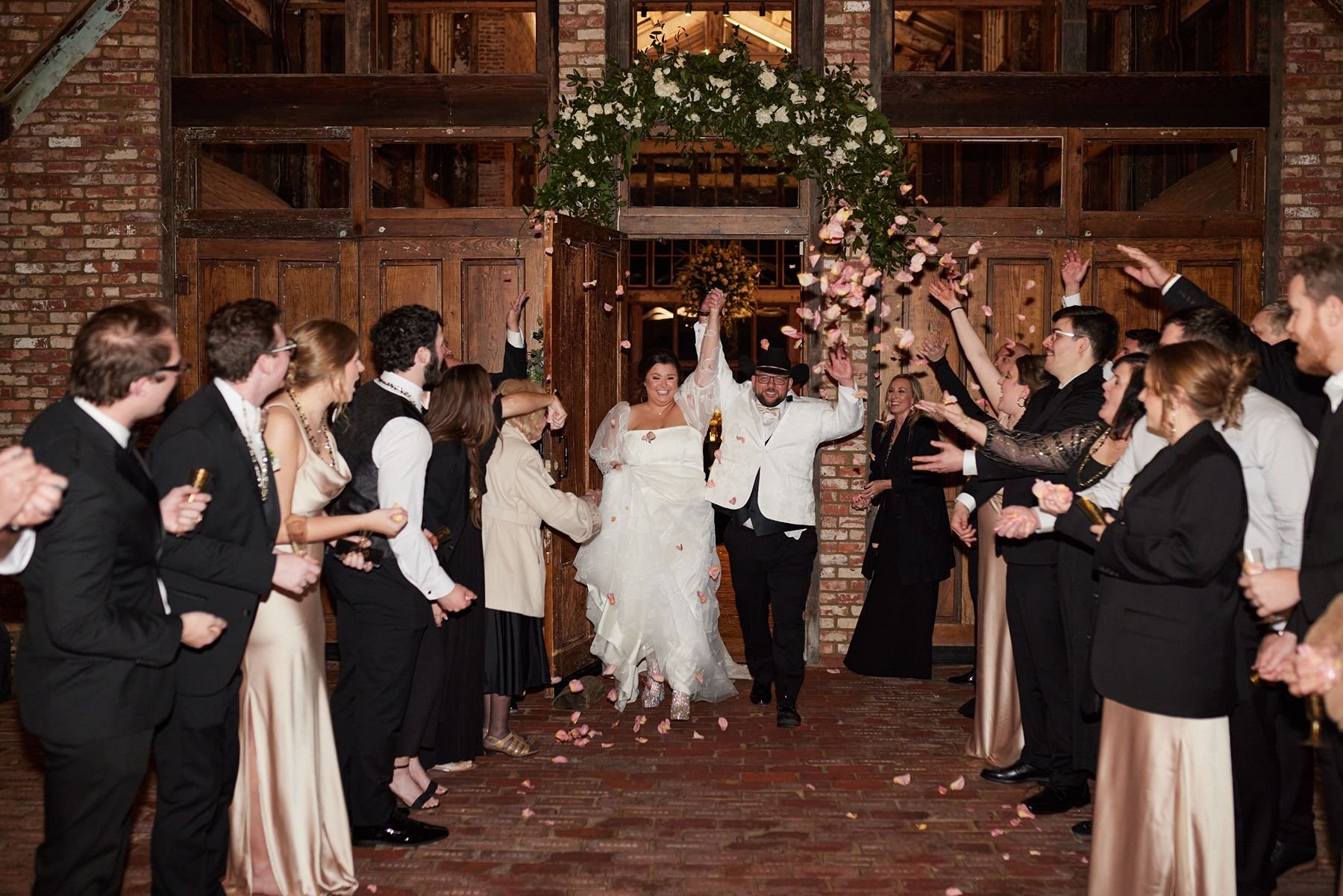 rose petal wedding send-off at the Jefferson oxford
