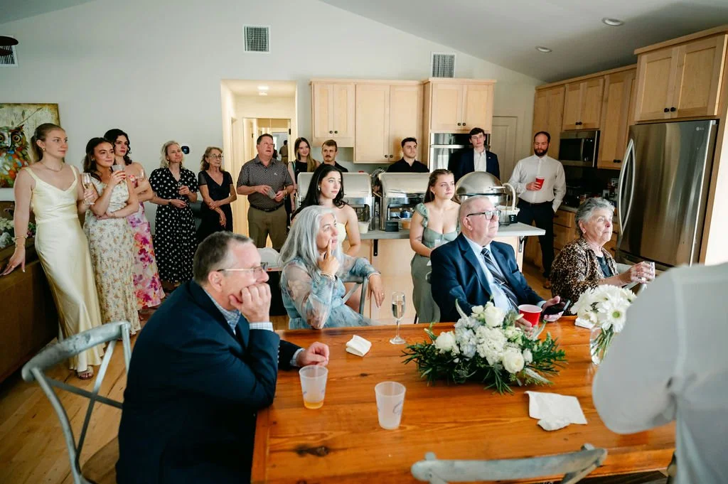 rehearsal dinner gathering at Jefferson guest house main common room