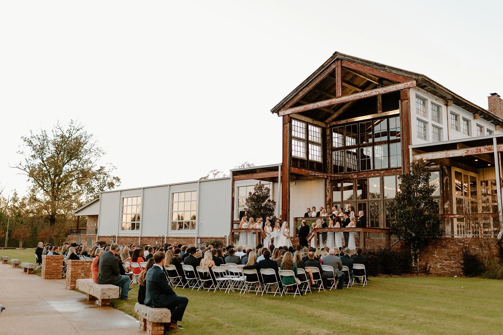 outside ceremony facing lakefront stairway jefferson oxford