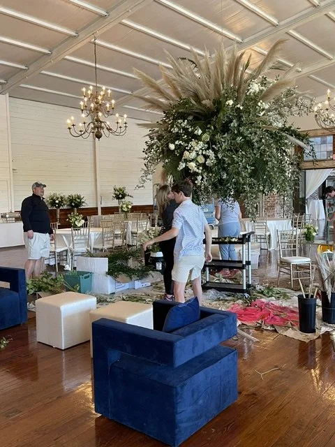 oxford floral builds a floral chandelier at The Jefferson Oxford