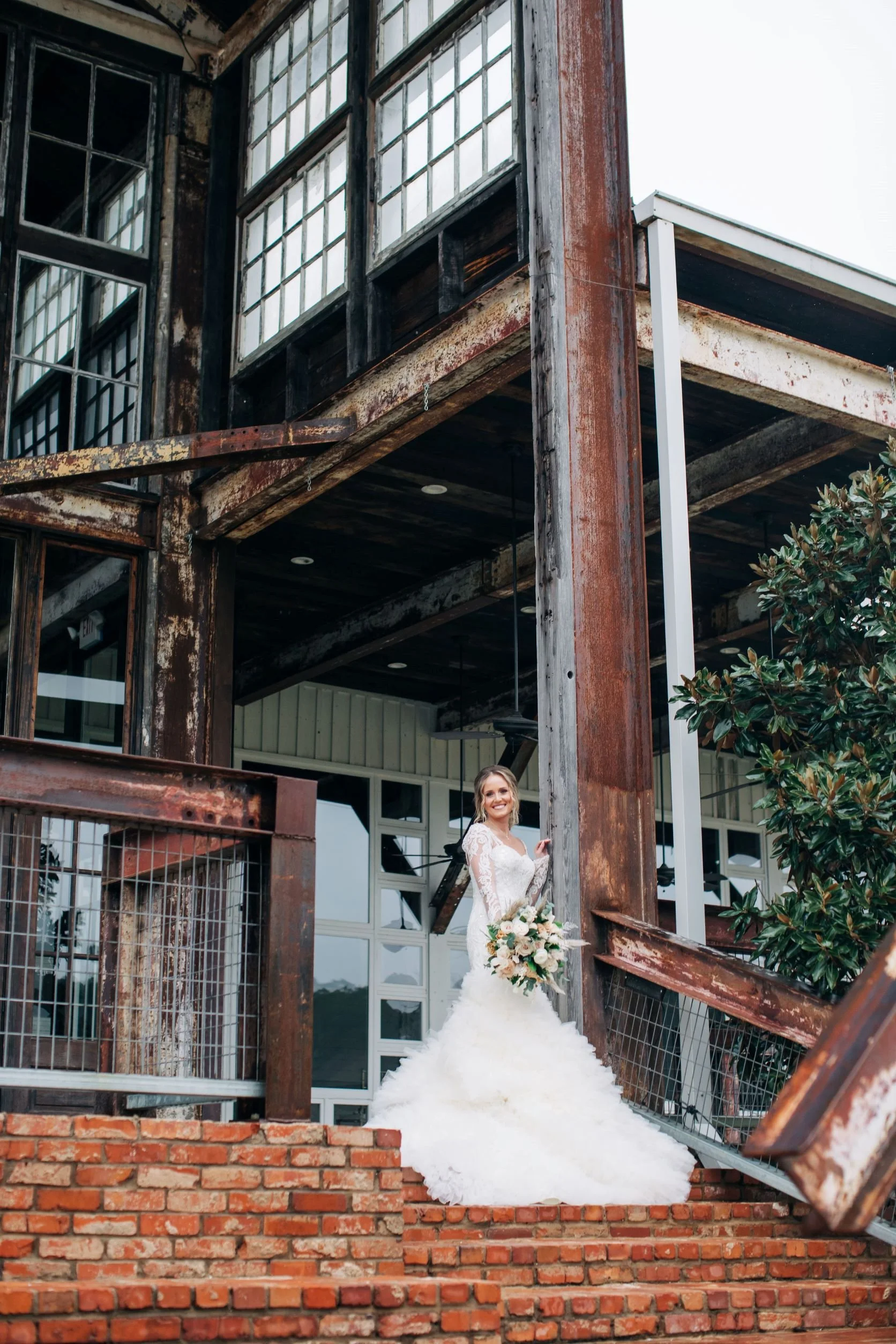 bridal portrait stairway wedding day jefferson oxford ms