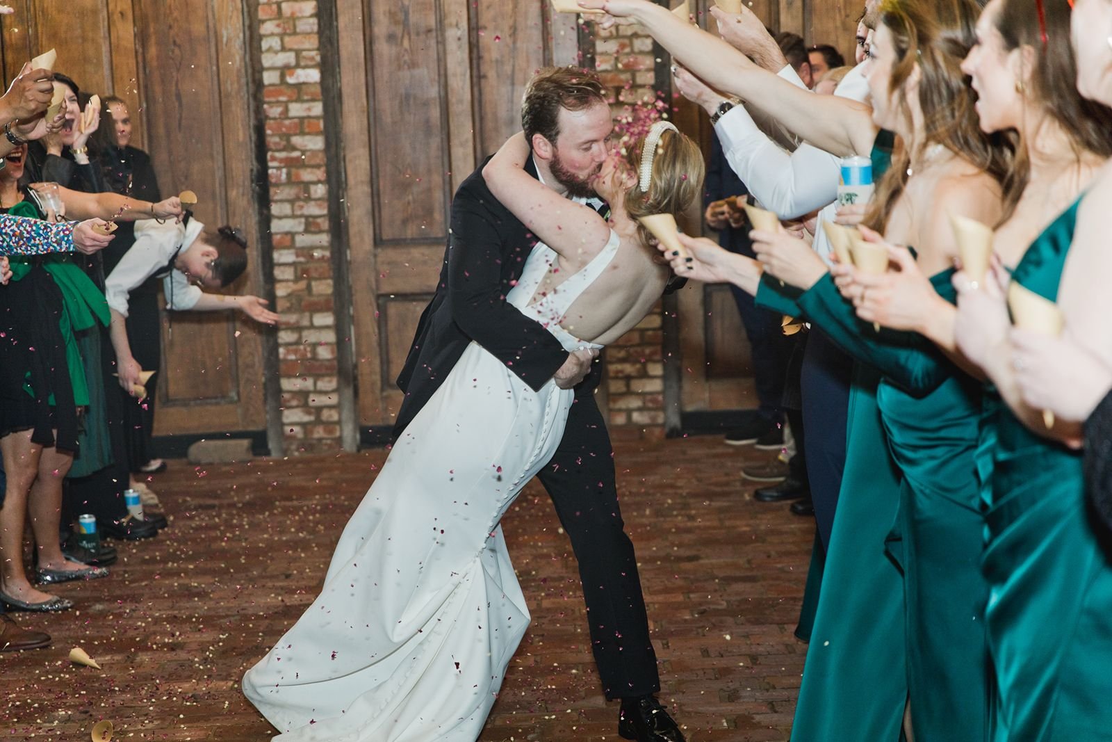 dried flower wedding send-off at the Jefferson oxford
