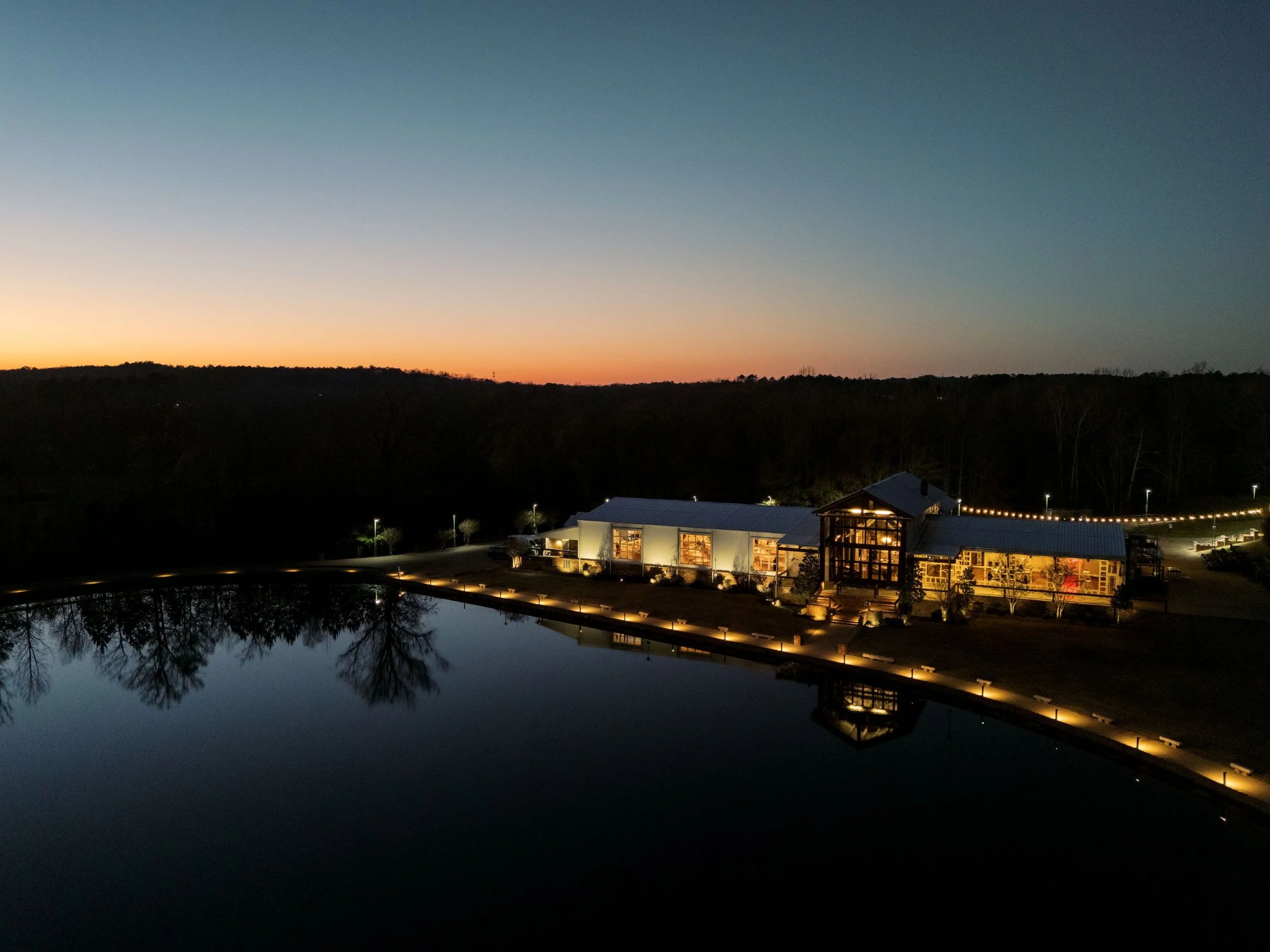 night view of venue with lights from above of jefferson oxford ms