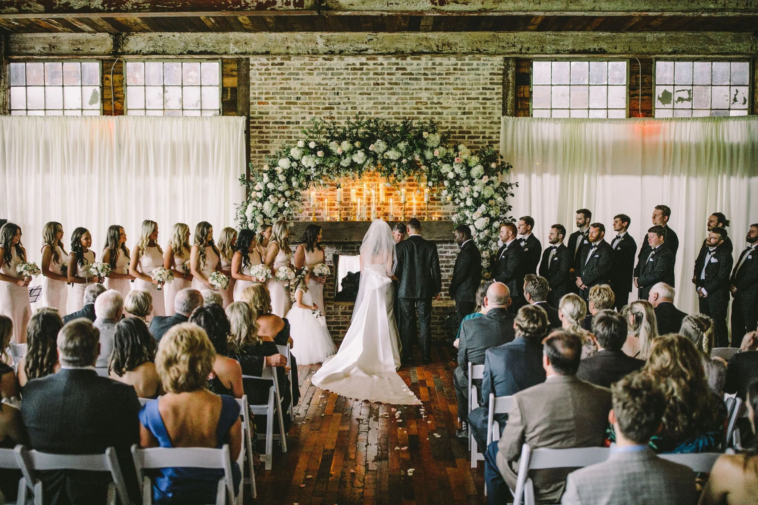 couple during wedding ceremony in Lakeside Room at The Jefferson Oxford