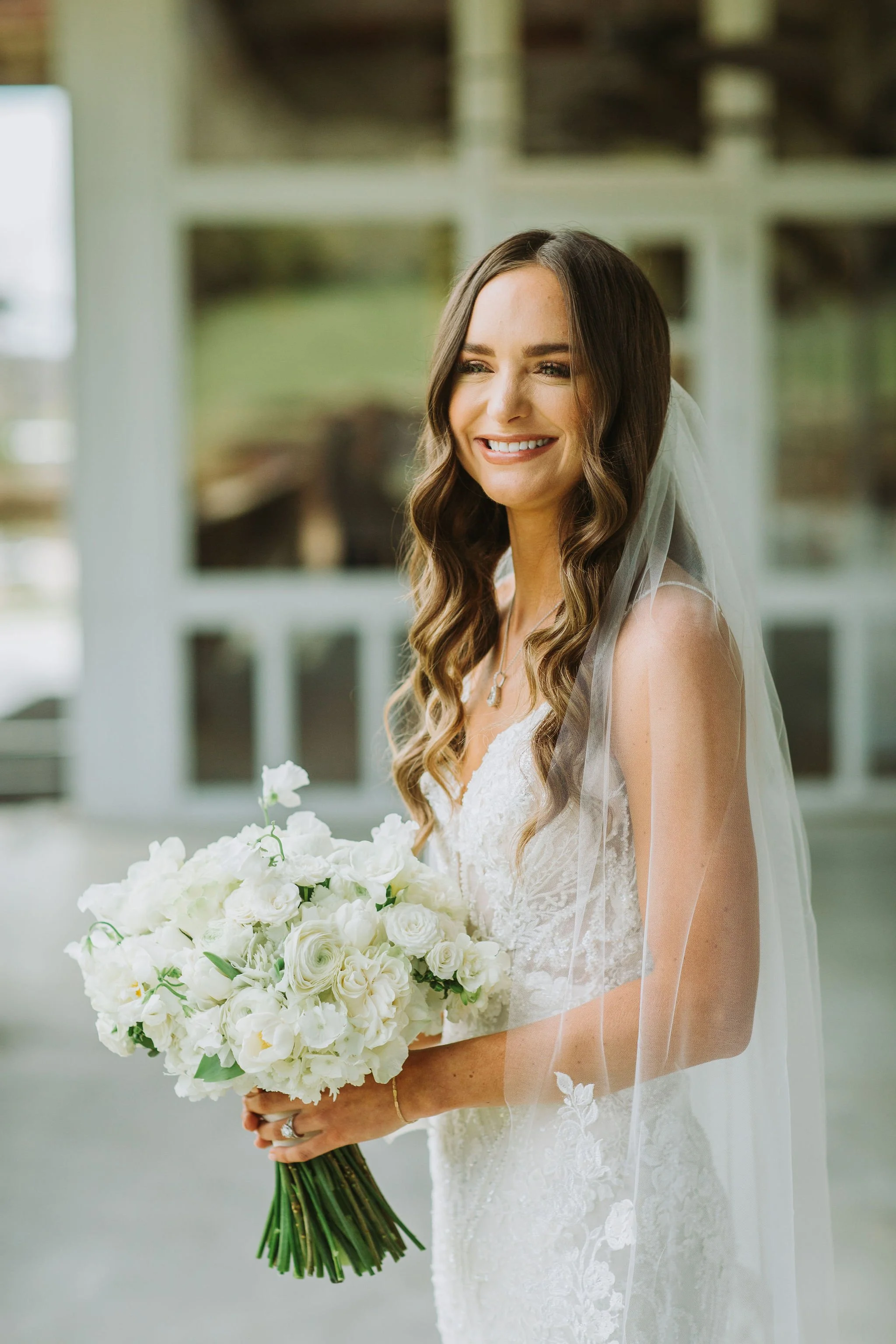 outdoor bridal photo of bride on wedding day at The Jefferson Oxford