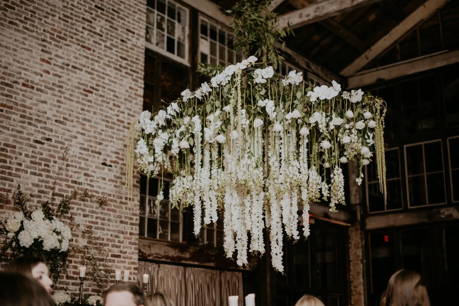 floral chandelier for cocktail hour at the jefferson oxford ms