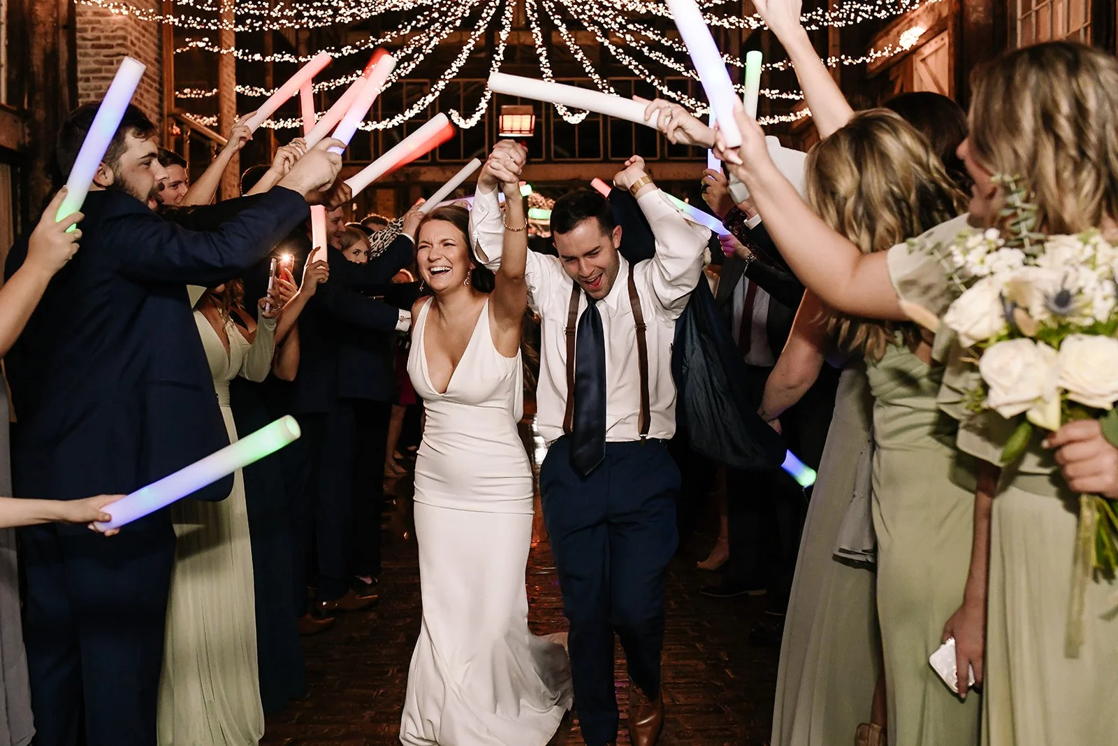 glow stick wedding send-off at the Jefferson oxford