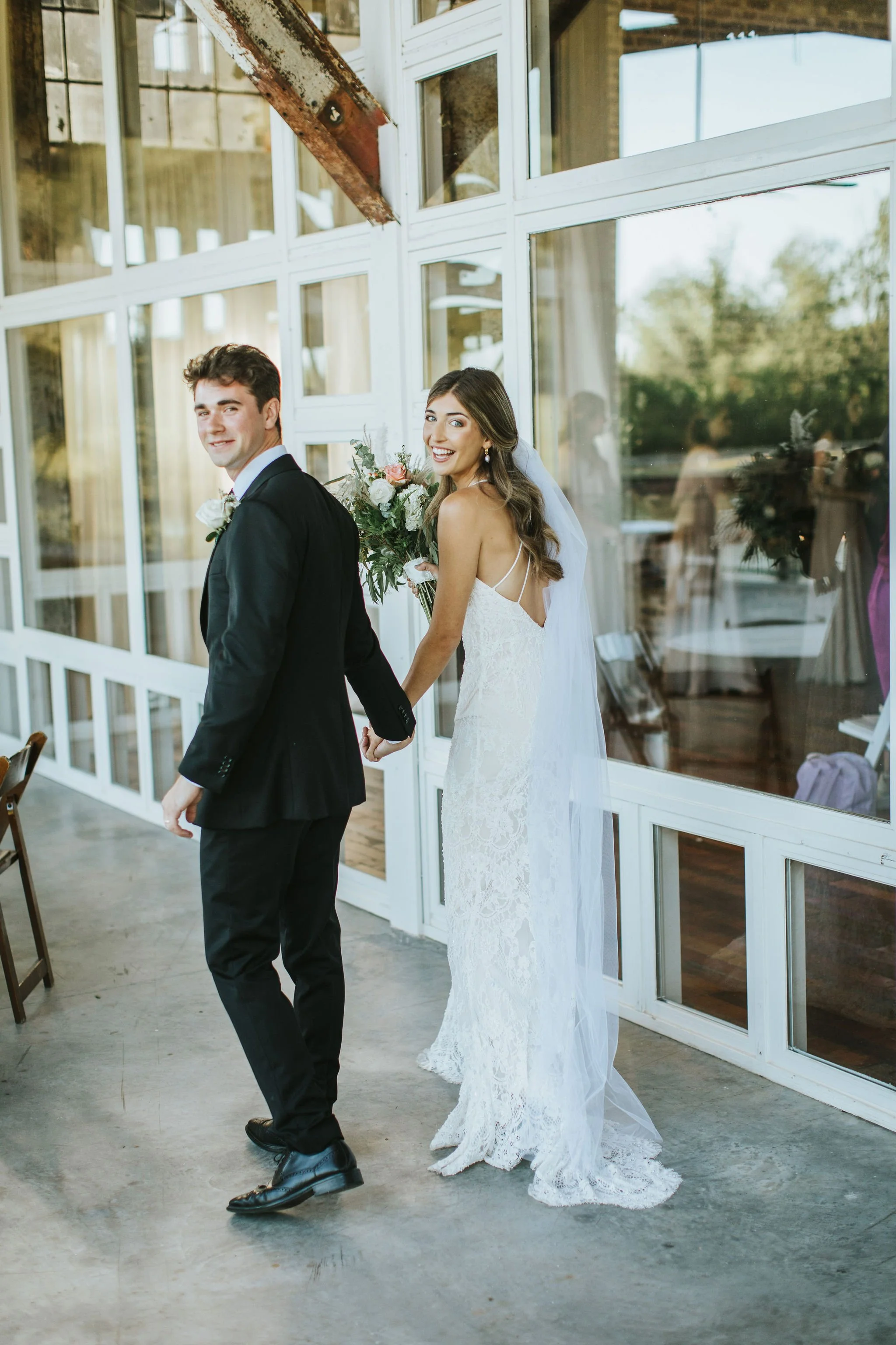 bride groom wedding recessional covered porch jefferson oxford ms