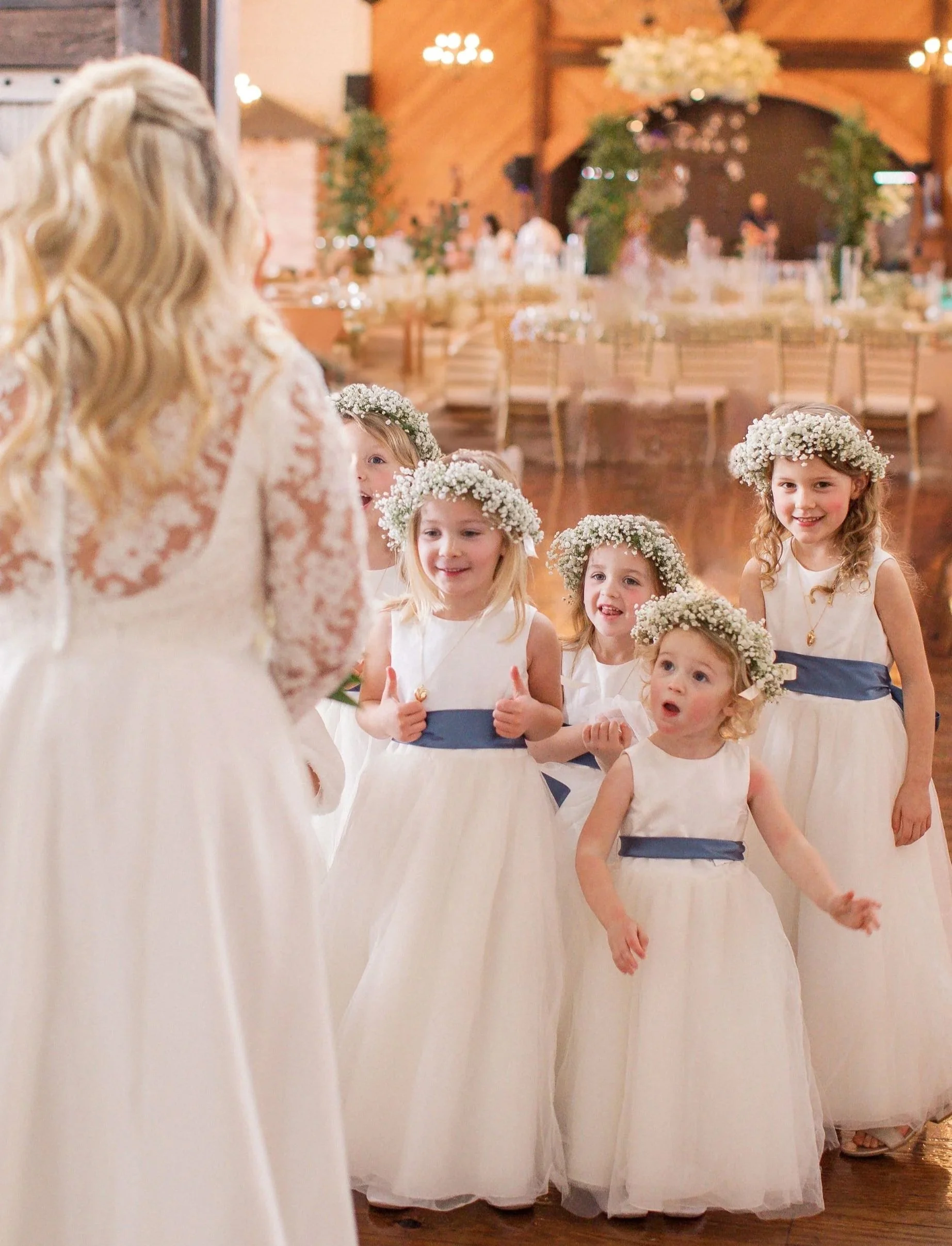 first look with flower girls at the Jefferson Oxford MS