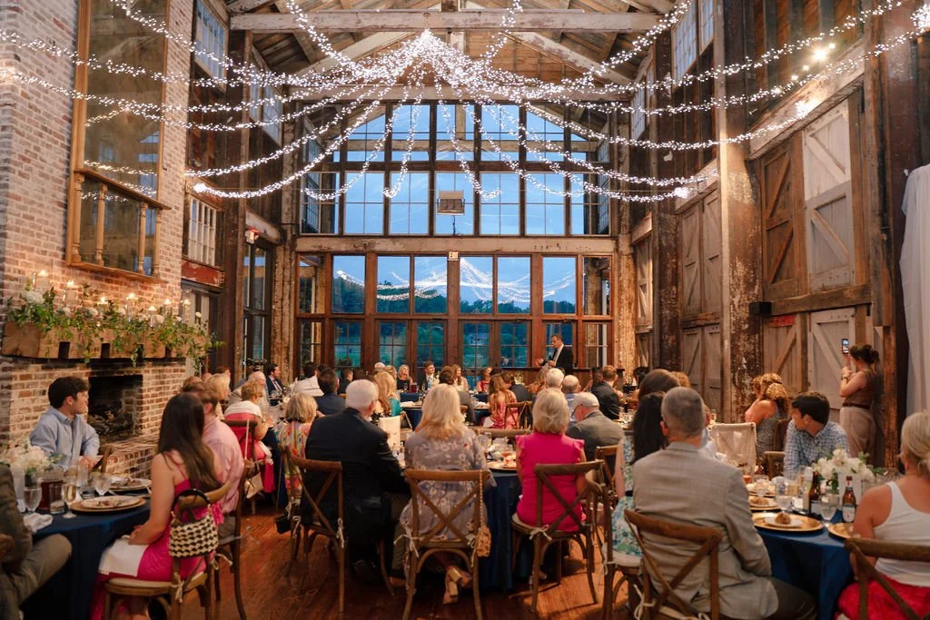 Rehearsal dinner in Faulkner Room at The Jefferson in Oxford during toasts