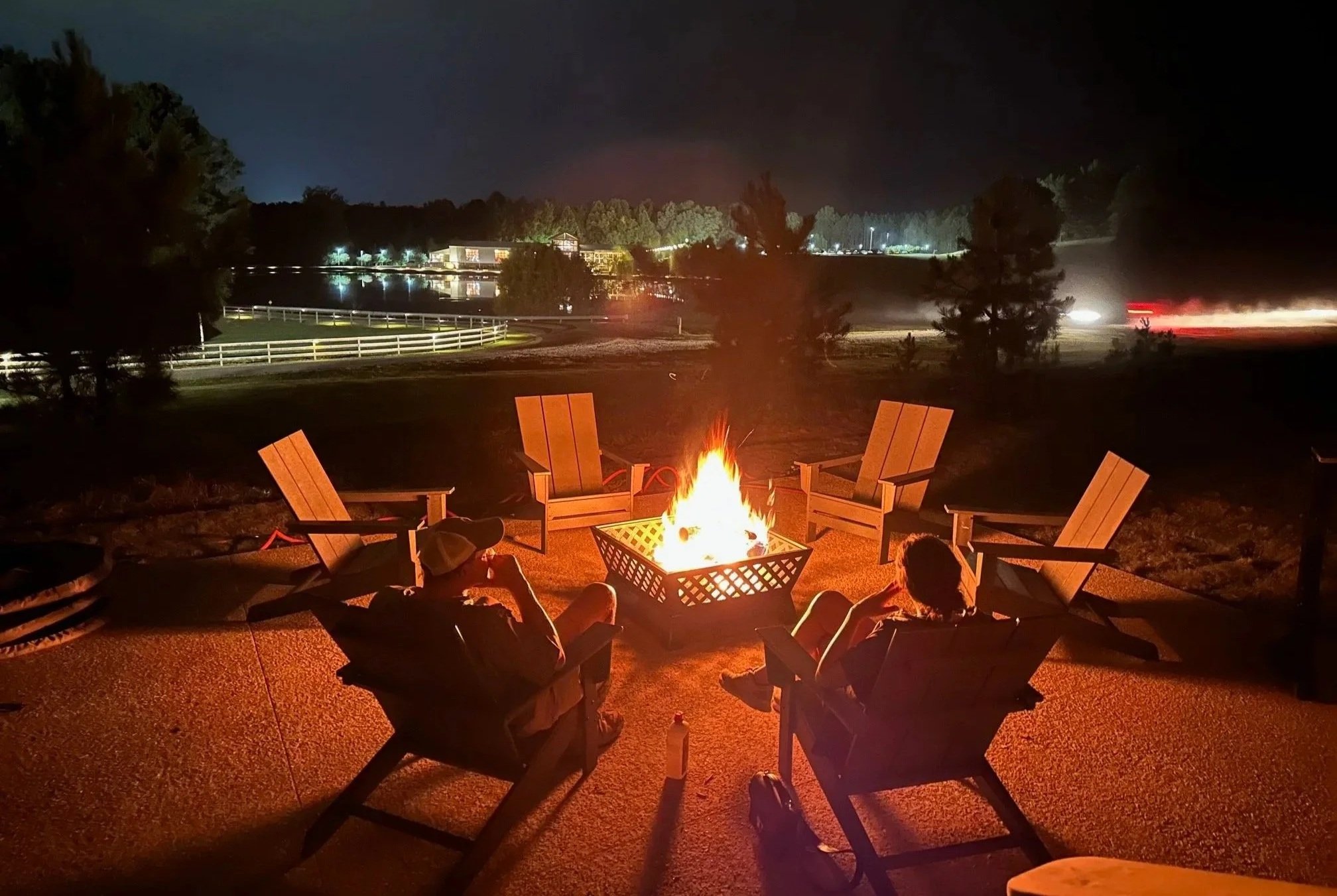 firepit on patio of jefferson oxford guest house
