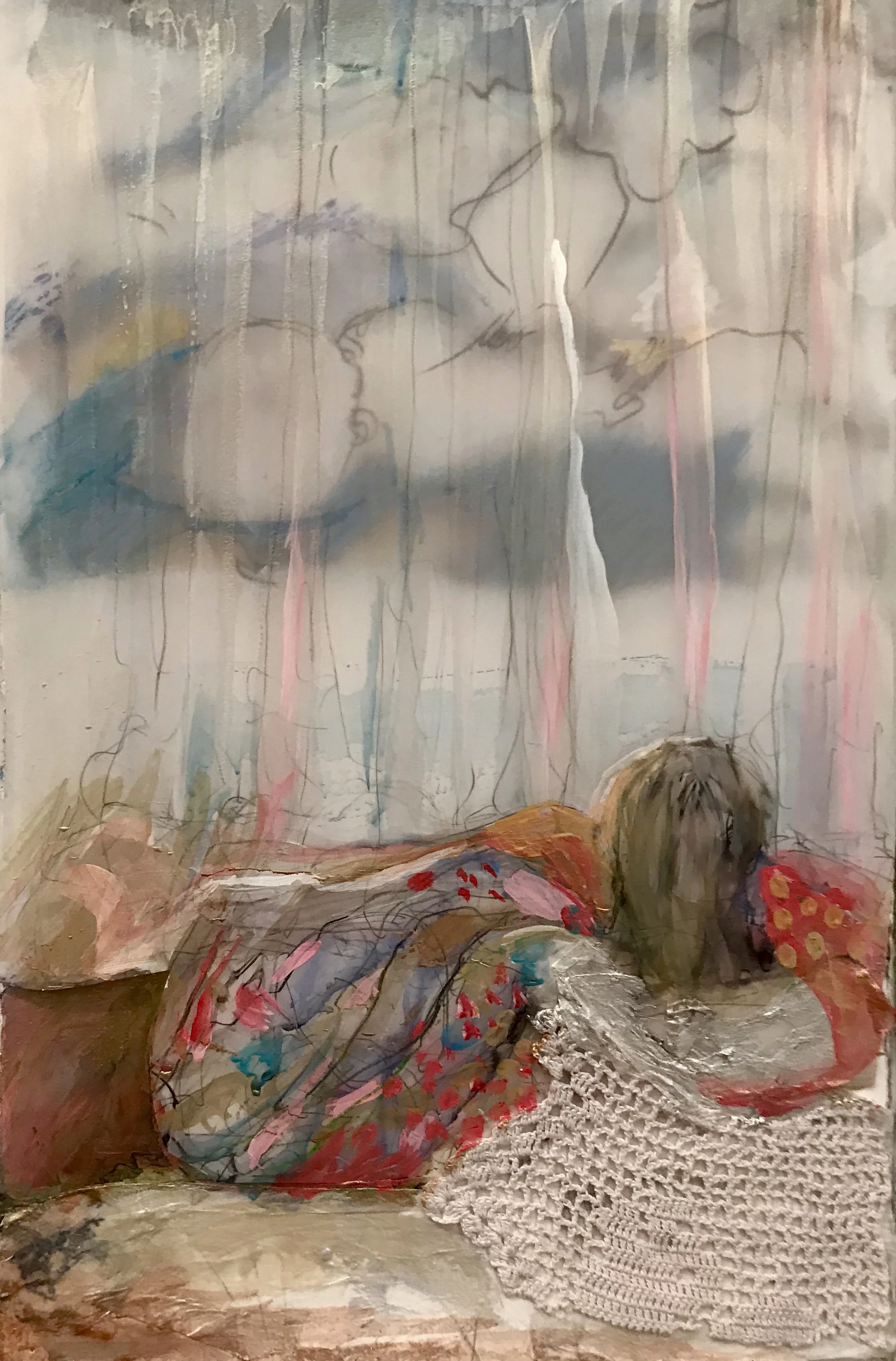 hours/ daily lauds This is a process view of the first of my hours 2018 pieces. I I paint about the opportunities to meditate on the beauty that we see as we journey through each day. This is early in the morning , before rising with the sun.