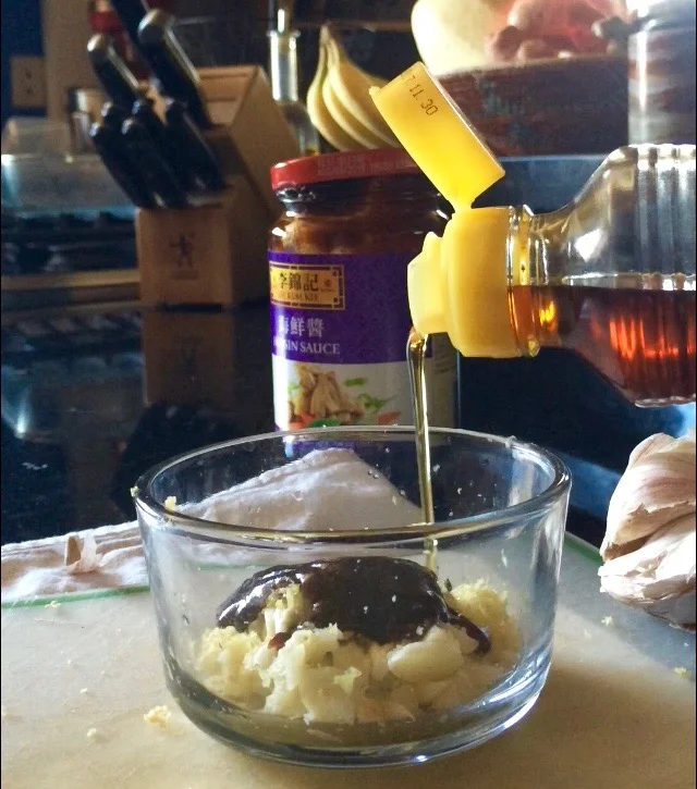 Combine sauce ingredients into a thick, pastey pot of goodness