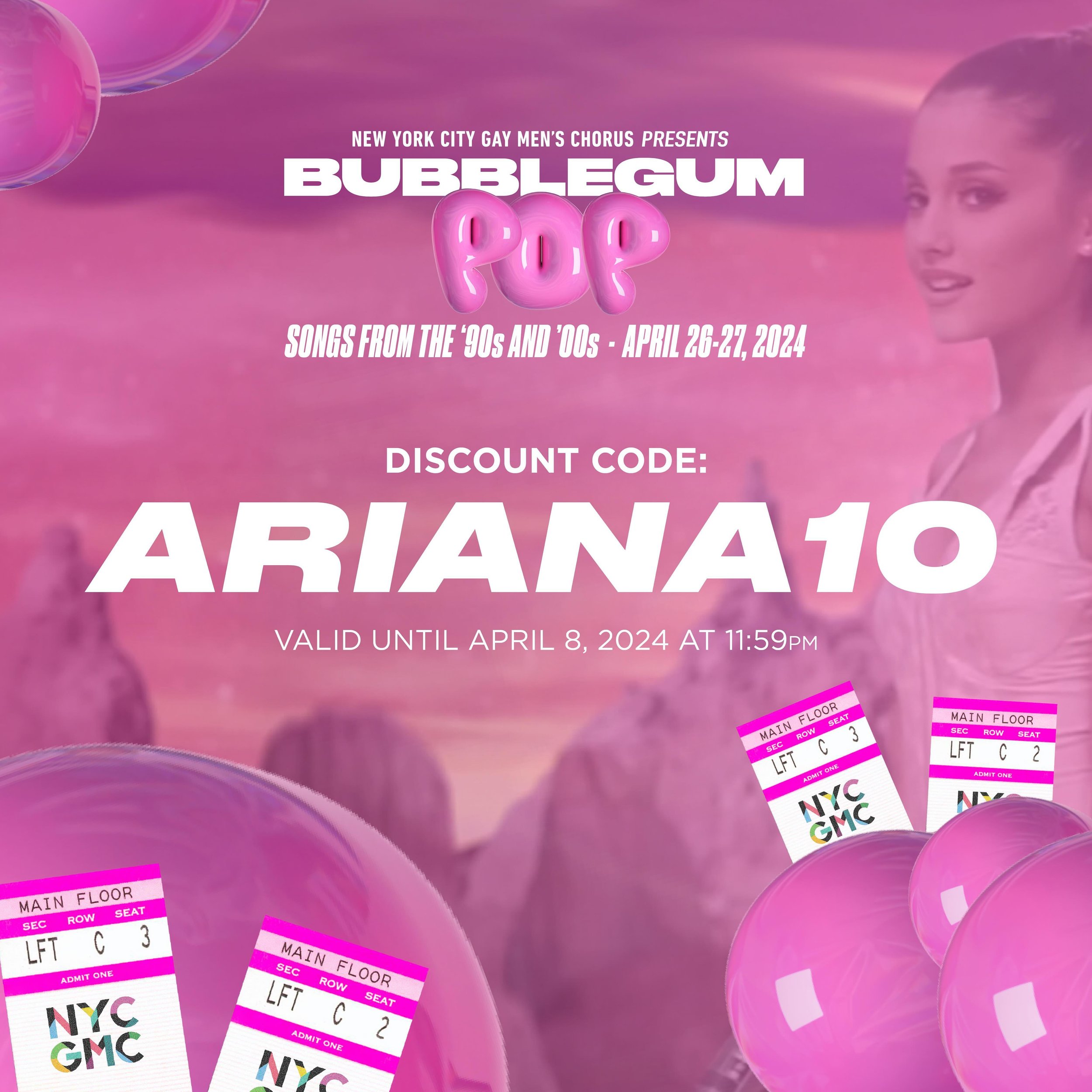 You WANT it? You GOT it! BREAK FREE with a 10% DISCOUNT with code: ARIANA10 🚀🪐

This will be your last chance for a discount on tickets to our Spring Concert:  BUBBLEGUM POP🎶💗 Tickets at the #linkinbio 🎟️

Code valid until April 8, 2024 at 11:59