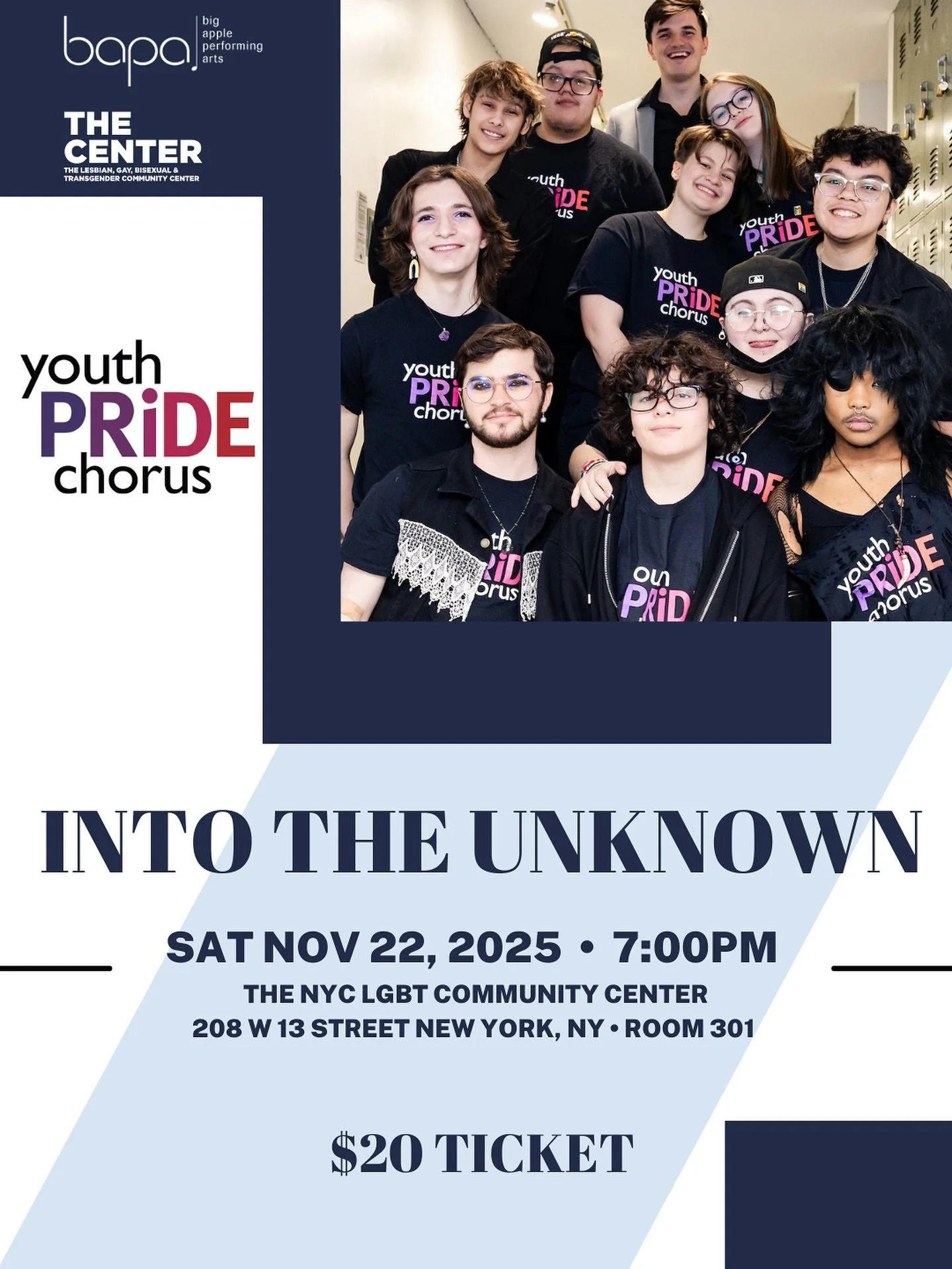 Step Into the Unknown with Youth Pride Chorus&mdash;a celebration of resilience, curiosity, and the power of young queer voices. 🌈✨

Join us Saturday, November 22 at 7 PM at @lgbtcenternyc for an unforgettable night of music and community. Tickets a